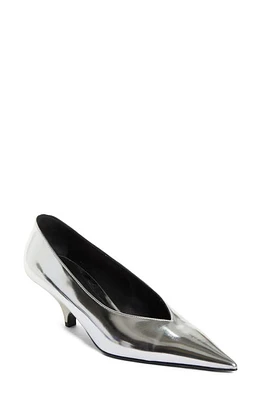 TOTEME Pointed Toe Metallic Faux Leather Pump Mirror Silver at Nordstrom,