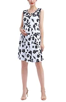 Kimi and Kai Eliana Floral Print Skater Maternity Dress Black/White at Nordstrom,