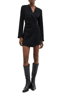 MANGO Florance Side Belt Blazer Minidress Black at Nordstrom,