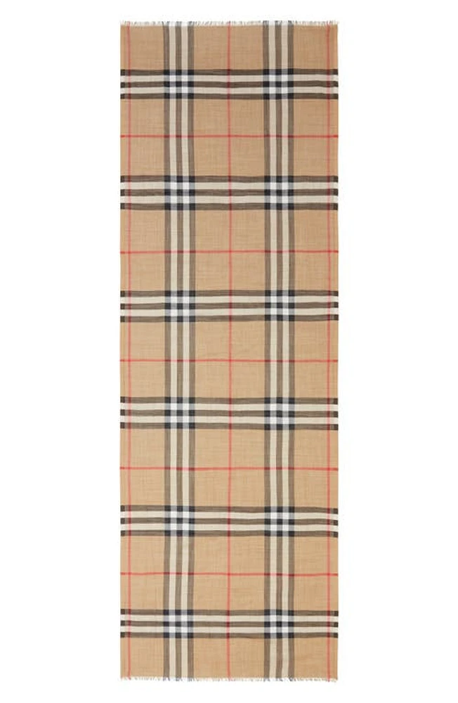 burberry Giant Check Print Wool & Silk Scarf in Archive Beige at Nordstrom