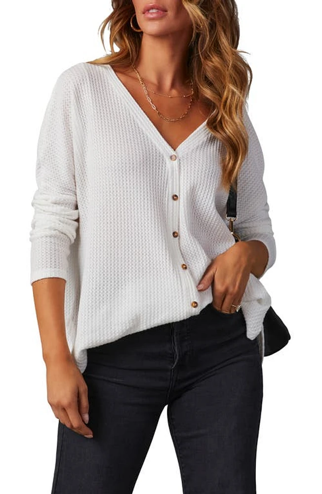 VICI Collection Miriam Oversize Knit Button-Up Shirt in White at Nordstrom, Size X-Small