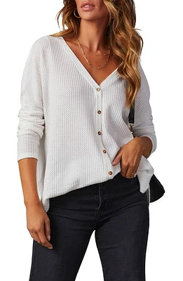 VICI Collection Miriam Oversize Knit Button-Up Shirt in White at Nordstrom, Size X-Small