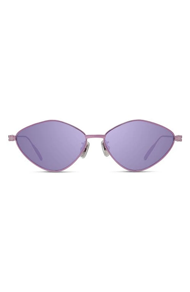 Givenchy GV Speed 57mm Geometric Sunglasses in Shiny Pink /Smoke Mirror at Nordstrom