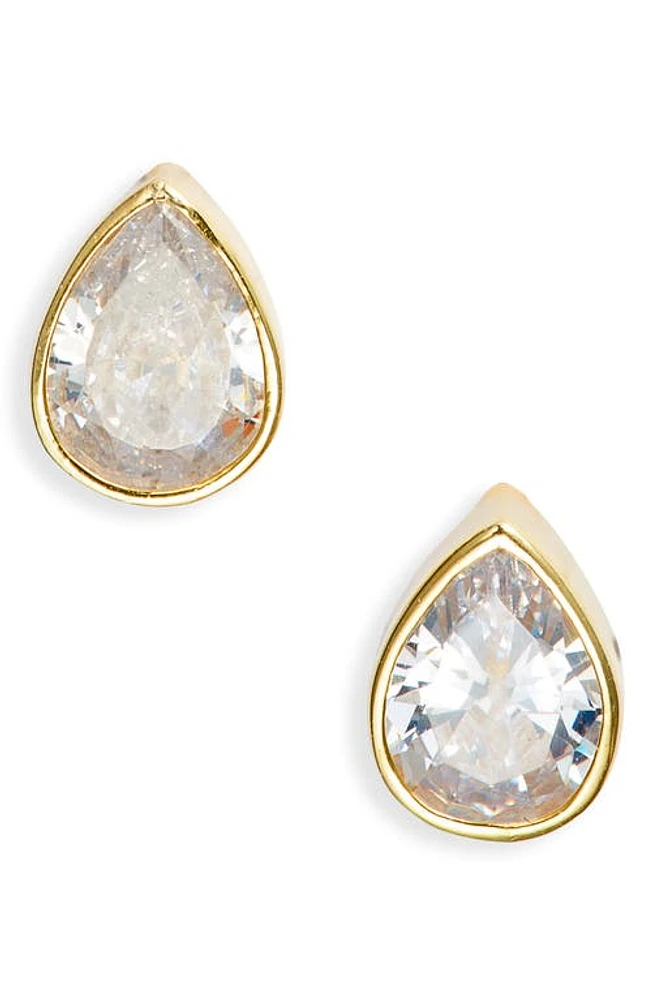 SHYMI Fancy Bezel Stud Earrings in Gold/White/pear Cut at Nordstrom