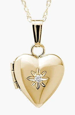 Mignonette 14k Gold & Diamond Heart Locket Necklace at Nordstrom