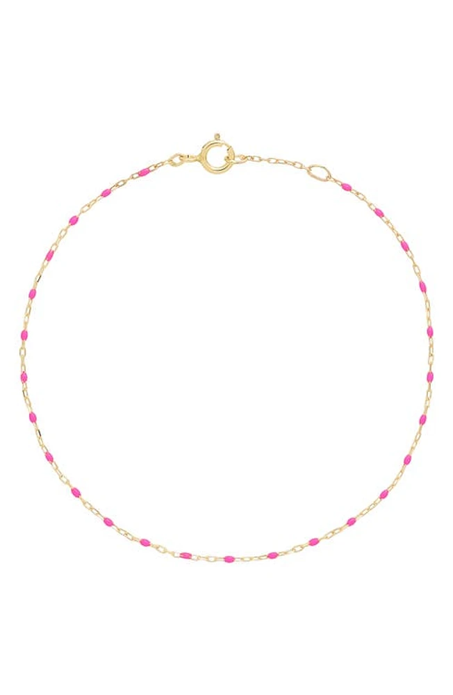 Bony Levy 14K Gold Enamel Chain Bracelet in 14K Yellow Gold Pink at Nordstrom, Size 7