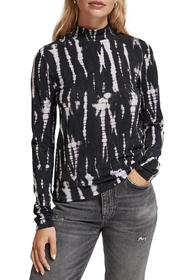 Scotch & Soda Allover Print Mock Neck Long Sleeve Top at Nordstrom,