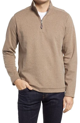 Johnston & Murphy Reversible Quarter Zip Pullover Oatmeal/Light Gray at Nordstrom,