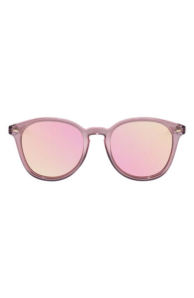 Le Specs Bandwagon 51mm Mirrored Round Sunglasses in Mink at Nordstrom