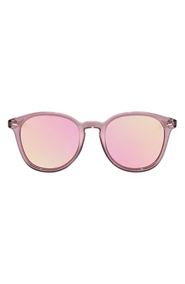 Le Specs Bandwagon 51mm Mirrored Round Sunglasses in Mink at Nordstrom