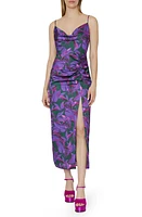 Milly Lilliana Floating Petals Halter Neck Dress Purple Multi at Nordstrom,