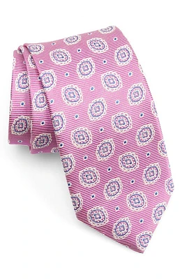 David Donahue Geometric Medallion Silk Tie in Berry at Nordstrom