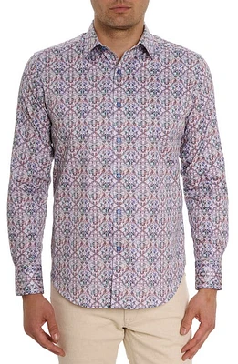 Robert Graham Caracas Classic Fit Medallion Print Cotton Button-Up Shirt Blue Multi at Nordstrom,