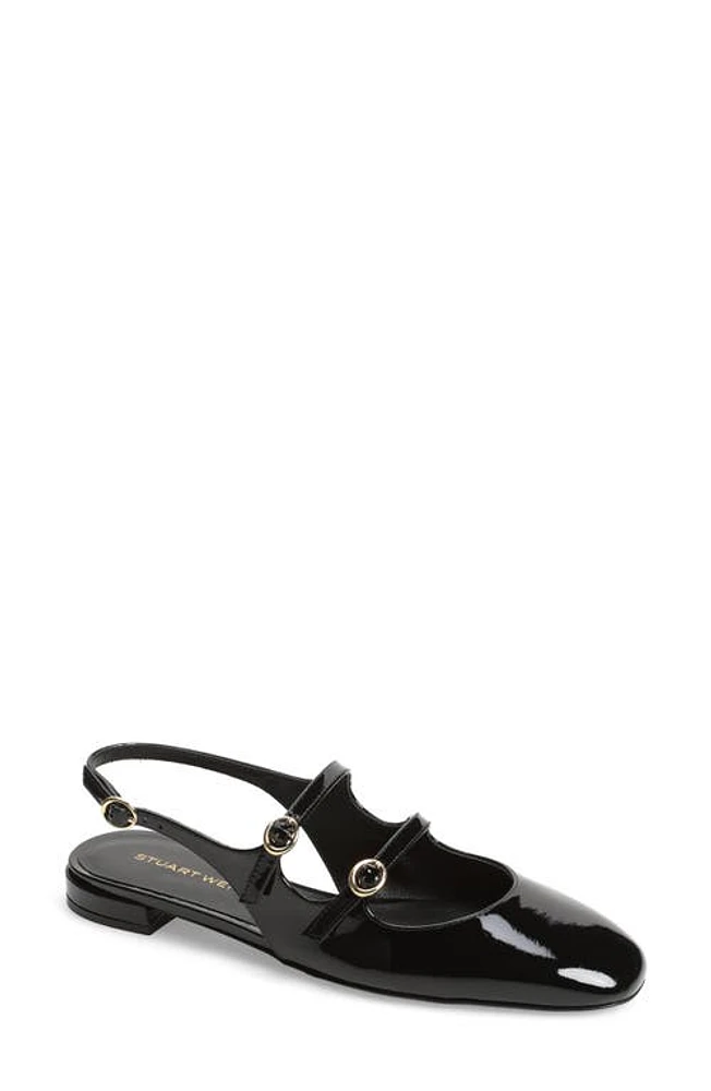 Stuart Weitzman Benni Slingback Flat Black at Nordstrom,