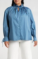 HARSHMAN Audrey Tie Detail Pullover Top Stellar Blue at Nordstrom,