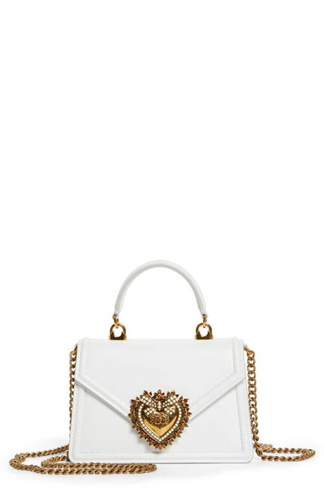 Dolce & Gabbana Mini Devotion Leather Top Handle Bag in Optical White at Nordstrom