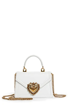 Dolce & Gabbana Mini Devotion Leather Top Handle Bag in Optical White at Nordstrom