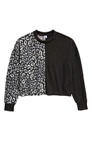 Good Luck Girl Kids' Colorblock Top in Black/Charcoal Animal at Nordstrom