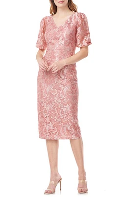 JS Collections Lia Puff Sleeve Cocktail Dress in Rose Cloud at Nordstrom, Size 14