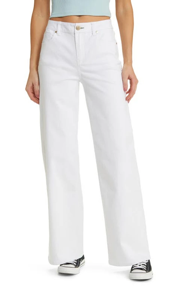 1822 Denim High Waist Slim Wide Leg Jeans White at Nordstrom,