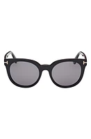 TOM FORD Moira 53mm Polarized Butterfly Sunglasses in Shiny Black /Smoke at Nordstrom