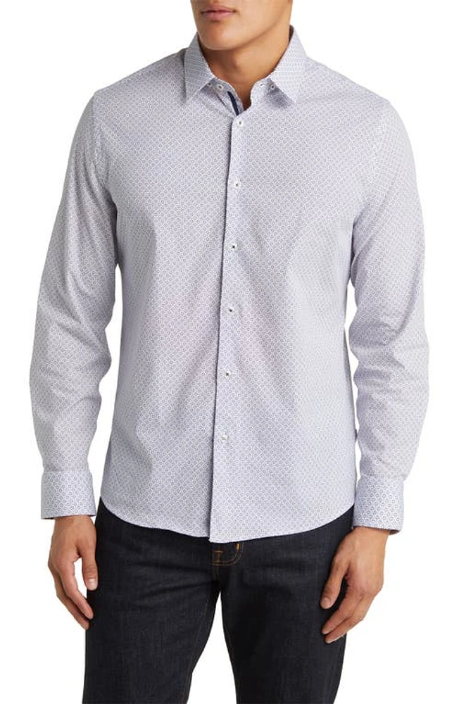 Stone Rose Geometric Print Button-Up Shirt White at Nordstrom,