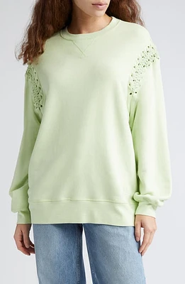 Ulla Johnson Cori Lace-Up Detail Sweatshirt Pistachio at Nordstrom,