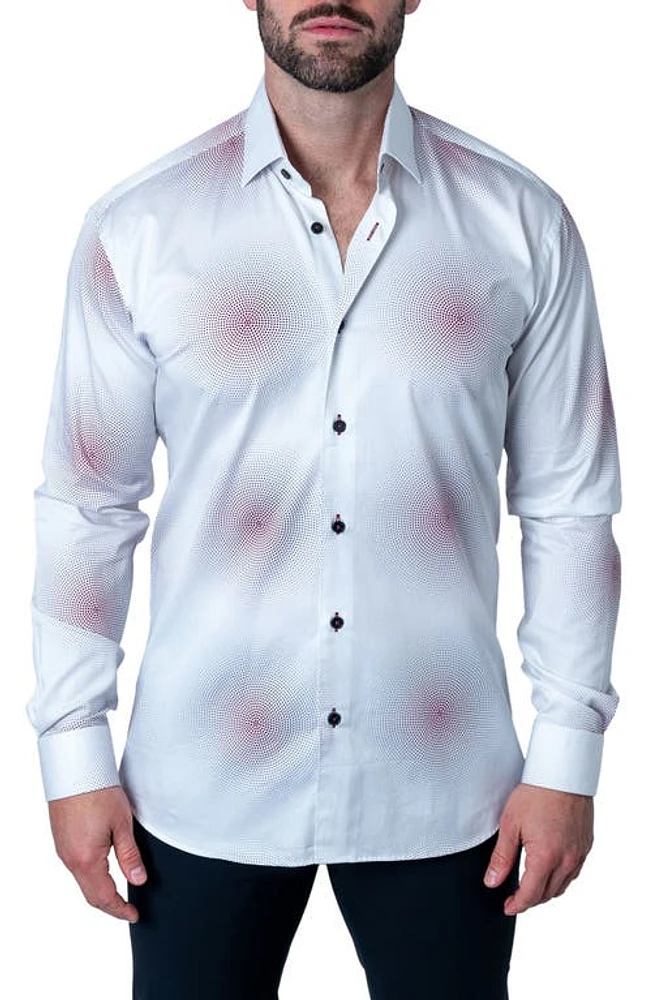 Maceoo Fibonacci Radius Regular Fit Cotton Button-Up Shirt in White at Nordstrom, Size Small