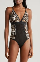 Lemonade Dolls Leopard Print Mesh Bodysuit Brown at Nordstrom,