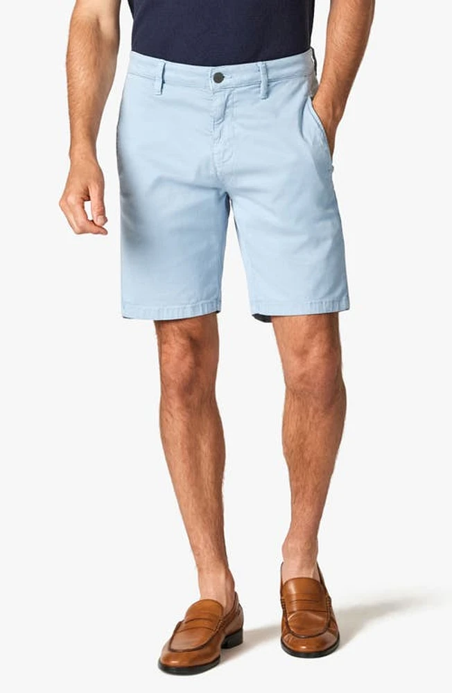 34 Heritage Nevada Flat Front Soft Touch Twill Shorts Faded Denim at