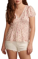 Lucky Brand Floral Print Short Sleeve Top Multi at Nordstrom,