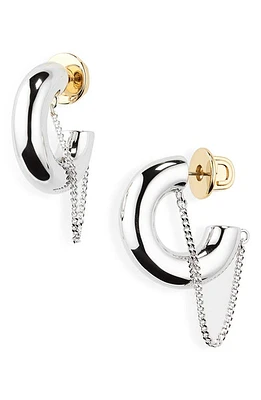 DEMARSON Mini Miley Chain Detail Hoop Earrings in Silver at Nordstrom