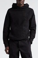 Moncler Embroidered Cotton Logo Hoodie Black at Nordstrom,