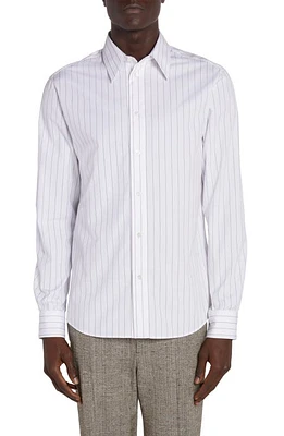 Bottega Veneta Pinstripe Cotton Poplin Button-Up Shirt 9003 White/Black at Nordstrom, Us