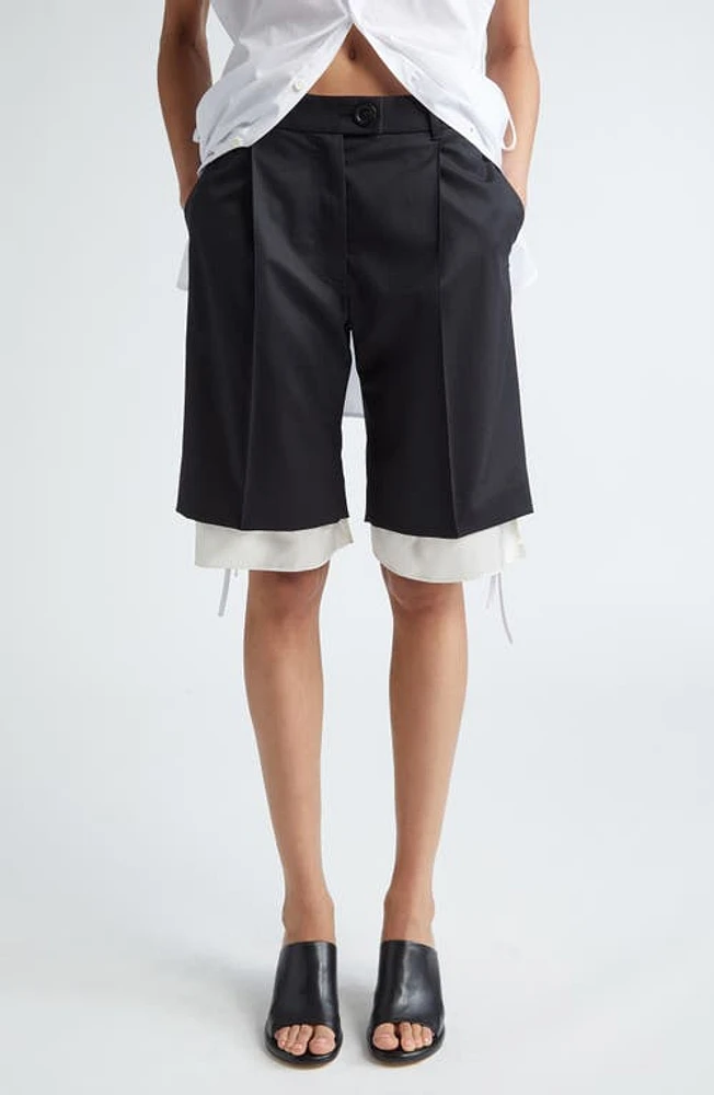 Peter Do Peekaboo Lining Tailored Stretch Wool Shorts Black/Ivory at Nordstrom,