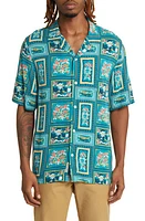 Original Penguin Floral Camp Shirt Tahitian Tide at Nordstrom,