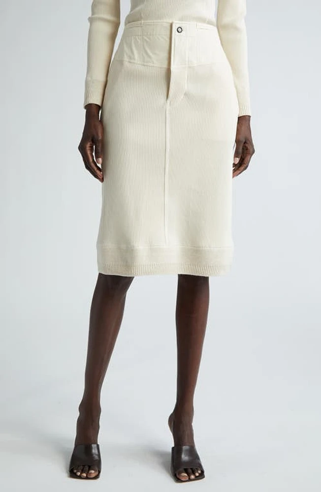 Bottega Veneta Mixed Media Midi Skirt Sea Salt at Nordstrom,