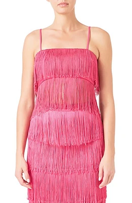 Endless Rose Tiered Fringe Crop Top Fuchsia at Nordstrom,