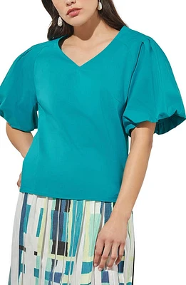 Ming Wang Puff Sleeve Cotton Blend Top Bermuda at Nordstrom,