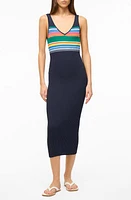 STAUD Dana Stripe Midi Sweater Dress Navy Multi at Nordstrom,