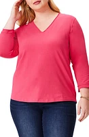 NZT by NIC+ZOE Three Quarter Sleeve Top Bright Rose at Nordstrom,