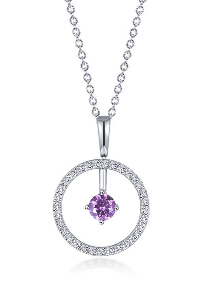 Lafonn Simulated Diamond Lab-Created Birthstone Reversible Pendant Necklace in Purple/June at Nordstrom, Size 20