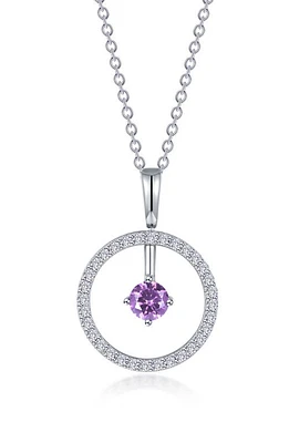 Lafonn Simulated Diamond Lab-Created Birthstone Reversible Pendant Necklace in Purple/June at Nordstrom, Size 20