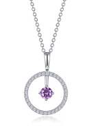 Lafonn Simulated Diamond Lab-Created Birthstone Reversible Pendant Necklace in Purple/June at Nordstrom, Size 20