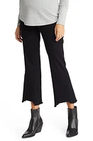 1822 Denim High Waist Fray Hem Crop Demi Bootcut Maternity Jeans Black at Nordstrom,