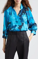 Smythe Floral Print Top Cobalt at Nordstrom,