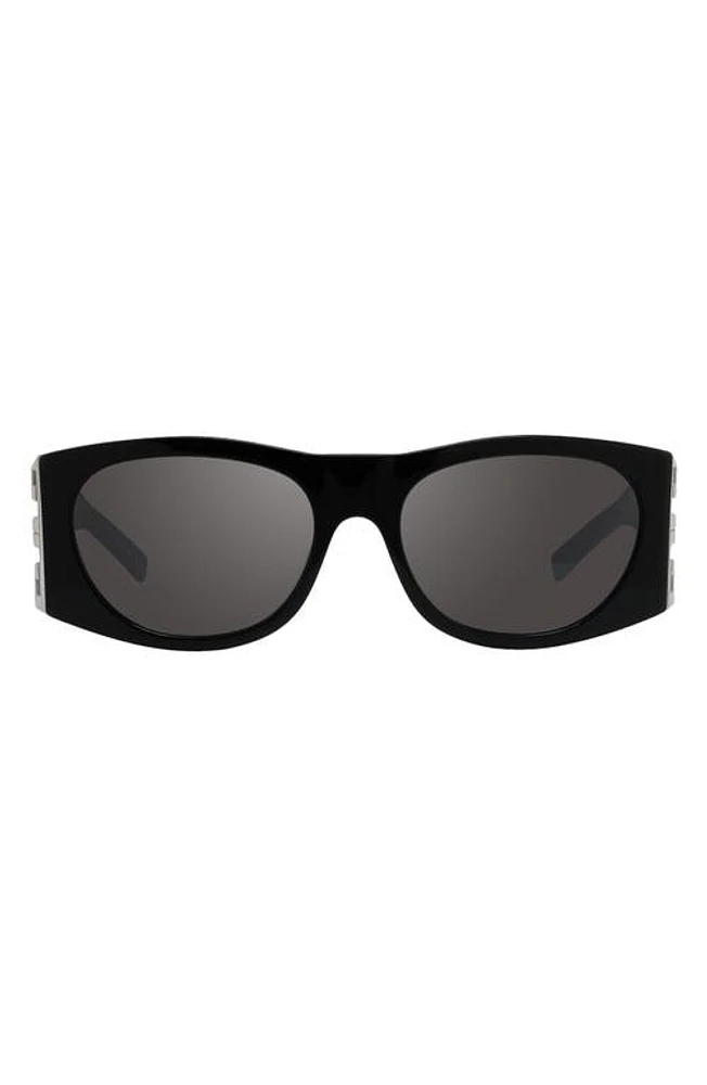 Givenchy 4G 56mm Square Sunglasses in Shiny Black /Smoke Mirror at Nordstrom