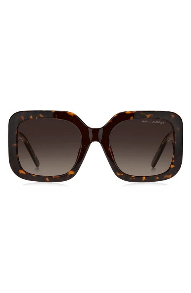 Marc Jacobs 53mm Gradient Polarized Square Sunglasses in Havana/Brown Gradient at Nordstrom