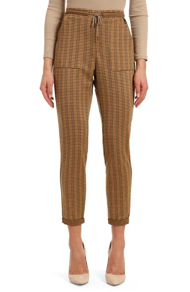 Mavi Jeans Checked High Waist Crop Pants Orange at Nordstrom,