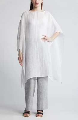 Eileen Fisher Bateau Neck Organic Linen Caftan White at Nordstrom,